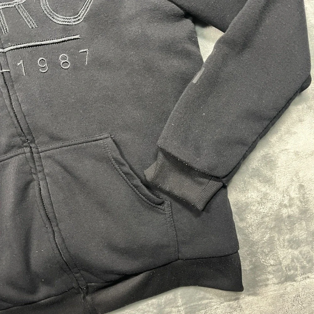 Aeropostale Full Zip Hoodie Mens 2XL Black Sherpa Lined NYC 1987 Graphic Jacket - Picture 14 of 15